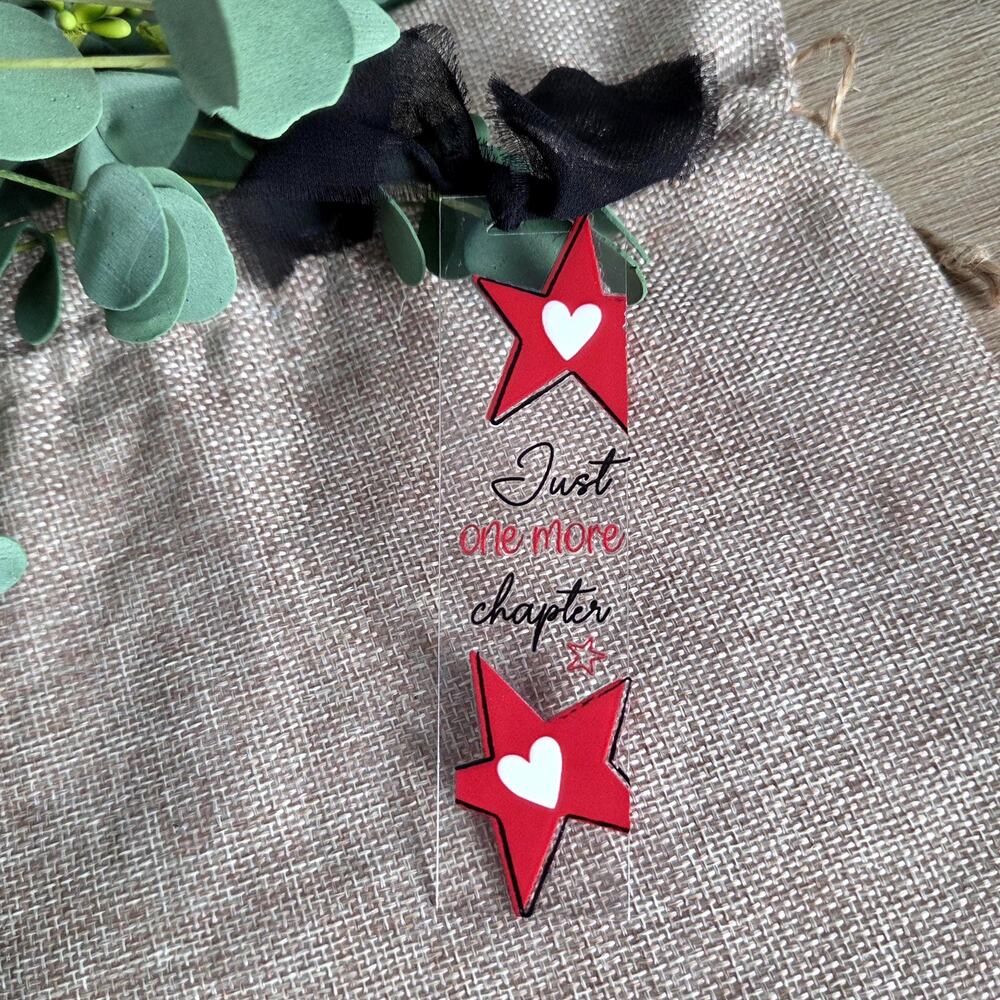 Just One More Chapter Bookmark, Heart Star Acrylic Page Marker, Trendy Gyaru Y2K